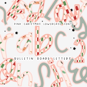 Letras del alfabeto para tablón de anuncios o decoración de puerta de Navidad en color rosa: ¡A-Z! PNG: letras para tablón de anuncios: cree su propio refrán: decoración de aula de invierno