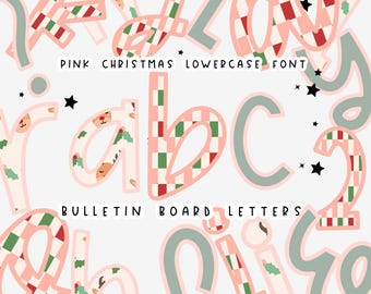 Pink Christmas Bulletin Board Letters: A-Z PNGs (Digital Download)