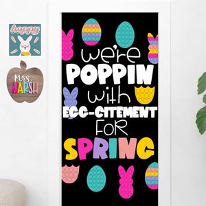 POP IT EASTER Decoración de puerta de primavera - Tablón de anuncios para el aula - Juego de puerta de abril - Decoración Pop It de primavera - Decoración para maestros - Letras para tablón de anuncios