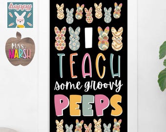 Retro Easter Bunny Bulletin Board: Groovy Classroom Decor (Digital Download)