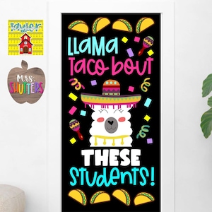 CINCO DE MAYO Llama Door Kit- Tablón de anuncios del aula- Llama Themed Door Set- Llama Back to School Decoración-Profesor Decor-Llama Door Set