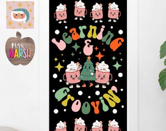 Groovy Retro Christmas Bulletin Board Kit: Classroom Door Decor (Digital Download)