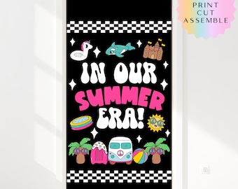 Kit para tablón de anuncios "En nuestra era de verano" / Decoración retro de verano para el aula / Decoración moderna para la puerta / Exhibición imprimible de fin de año para hacer tú mismo