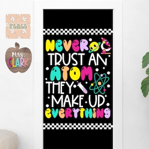 GROOVY SCIENCE ATOM Back to School Bulletin Board Kit- Door Decoration-Bulletin Board Ideas-Retro Classroom Decor-Teacher Science Gift