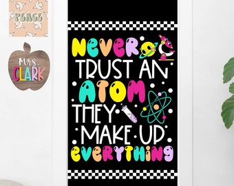 GROOVY SCIENCE ATOM Back to School Bulletin Board Kit- Door Decoration-Bulletin Board Ideas-Retro Classroom Decor-Teacher Science Gift