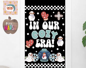 Groovy Cozy Winter Classroom Bulletin Board Printable Retro Boho Decor