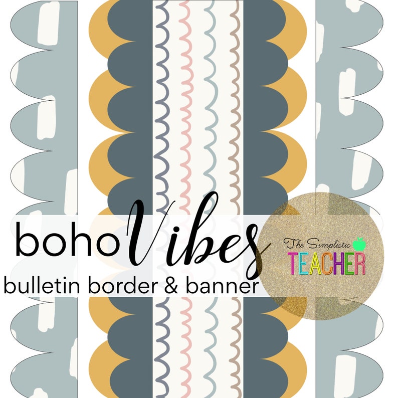BOHO VIBES Bulletin Board Borders and Banner Bulletin Border Etsy