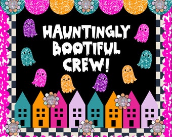 Kit de tablón de anuncios retro de Halloween: Pueblo fantasmal en tonos pastel (descarga digital)