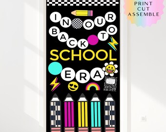 Back to School Era Bulletin Board Kit | Retro Groovy Classroom Decor | DIY Printable Door Decor | Friendship Bead School Theme