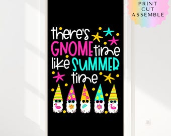 Kit de tablón de anuncios "Gnome Time Like Summer Time" / Decoración de aula con gnomos de verano / Decoración de puerta imprimible para hacer tú mismo / Tablón de anuncios retro de playa de verano