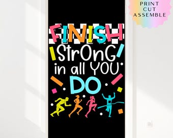 Finish Strong Bulletin Board | Sports Theme Classroom Door Decor | Testing Motivation Poster | End of Year Hallway Display | DIY Printable
