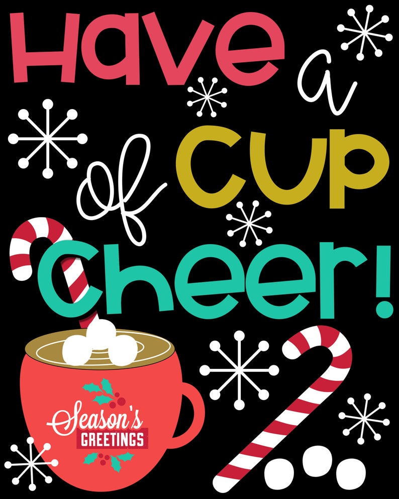 Cup of Cheer Holiday Decor Classroom Bulletin Board Cheer Themed Door Set Christmas Decor Teacher Decor December Door Decoration Set image 2