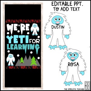 Winter Yeti Decor Classroom Bulletin Board Yeti Themed Door Set Winter Bulletin Board Kit Teacher Decor Door Decoration Set Letters image 3