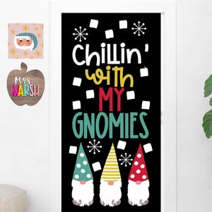 Zestaw dekoracji drzwi Zimowy Krasnal: Tablica ogłoszeń w klasie (plik cyfrowy)