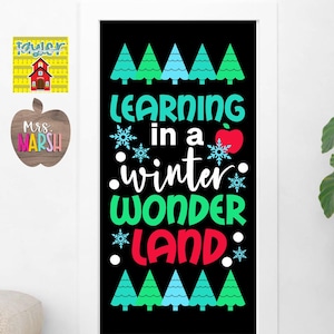 Winter Wonderland Decor- Classroom Bulletin Board- WinterThemed Door Set- Christmas Tree Decoration- Teacher Decor- Door Decoration Set
