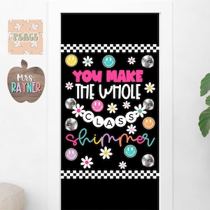 Groovy Shimmer Bulletin Board: Retro Classroom Door Decor