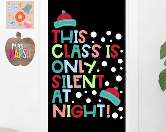 Silent At Night Holiday Decor- Classroom Bulletin Board- Winter Themed Door Set- Christmas Decoration- Teacher Decor- Holiday Decoration Set