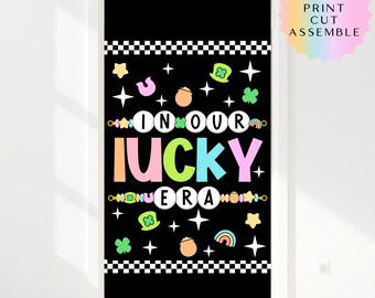 Tablero de anuncios retro de la era de la suerte / Decoración para el aula del Día de San Patricio / Decoración de puerta con cuentas de la amistad / Tablero de anuncios imprimible para marzo (hazlo tú mismo)