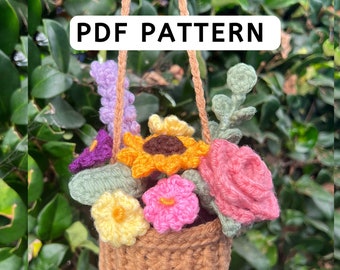 Crochet Flower Basket Pattern | Crochet Flower Pattern | Flower Basket | Crochet Flowers | Mini Flower Basket