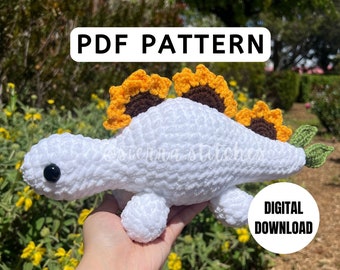 Crochet Stegosaurus Pattern | Crochet Sunflower Stegosaurus | Crochet Sunflower | Crochet Stegosaurus