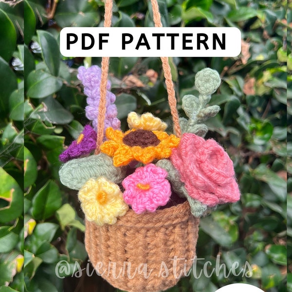 Crochet Flower Basket Pattern | Crochet Flower Pattern | Flower Basket | Crochet Flowers | Mini Flower Basket