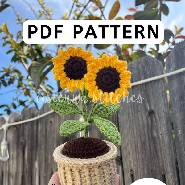 Crochet Potted Sunflower Pattern | Crochet Sunflower Pattern | Potted Sunflower | Crochet Flower Pattern