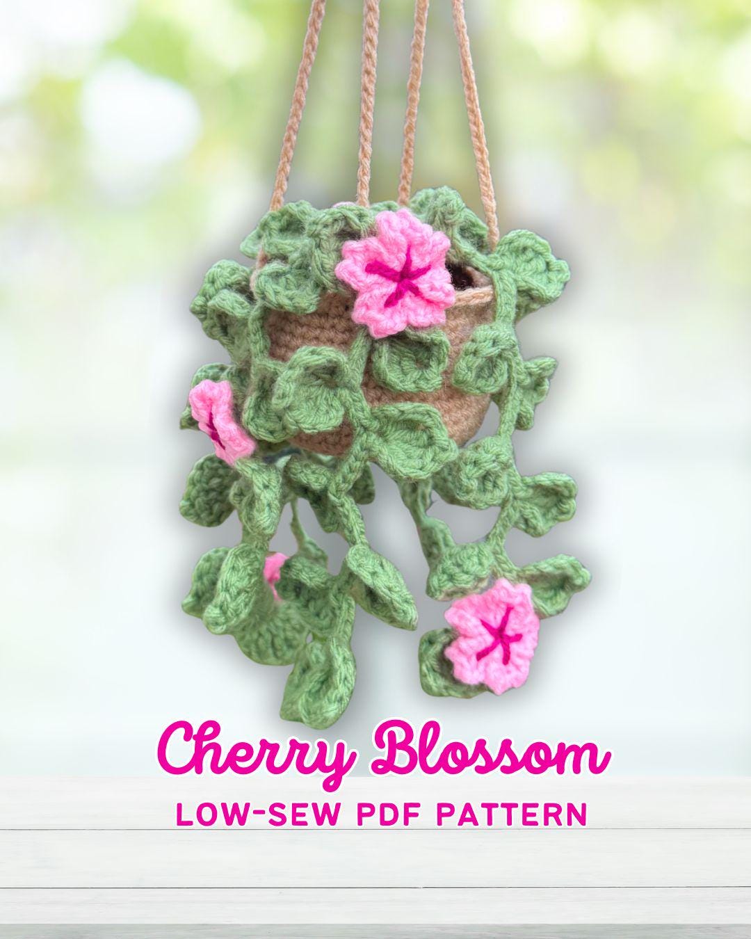 39 Cherry Blossom Crochet Patterns for Spring Decor, Gifts and Accessories 14 Crochet Hanging Cherry Blossom Plant