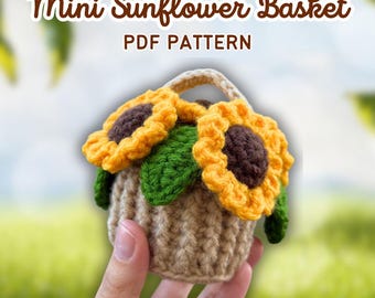 Crochet Mini Sunflower Hanging Basket PDF Pattern