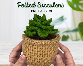 Crochet Potted Succulent Pattern | DIY Home Decor (PDF Pattern)