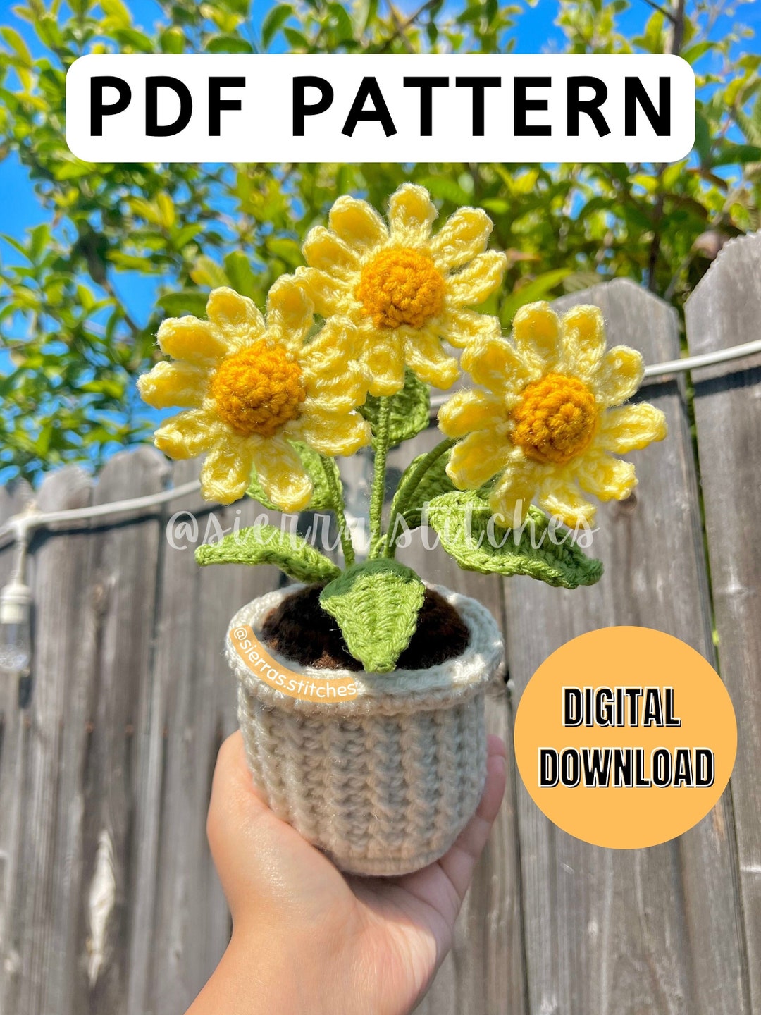 Crochet Potted Daisy Pattern Crochet Daisy Pattern Potted Daisy Crochet