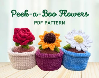Crochet Flower Pot Plush Pattern: Rose, Sunflower, Daisy (PDF Pattern)