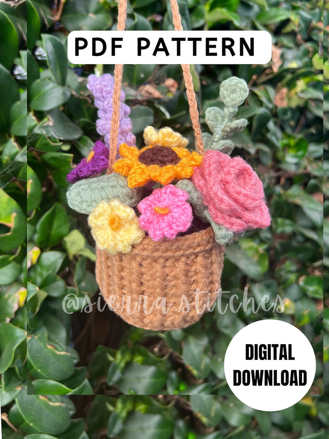 Crochet Flower Basket Pattern Crochet Flower Pattern Flower Basket