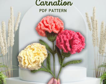 Crochet Carnation Pattern | DIY Flower Tutorial (PDF Pattern)