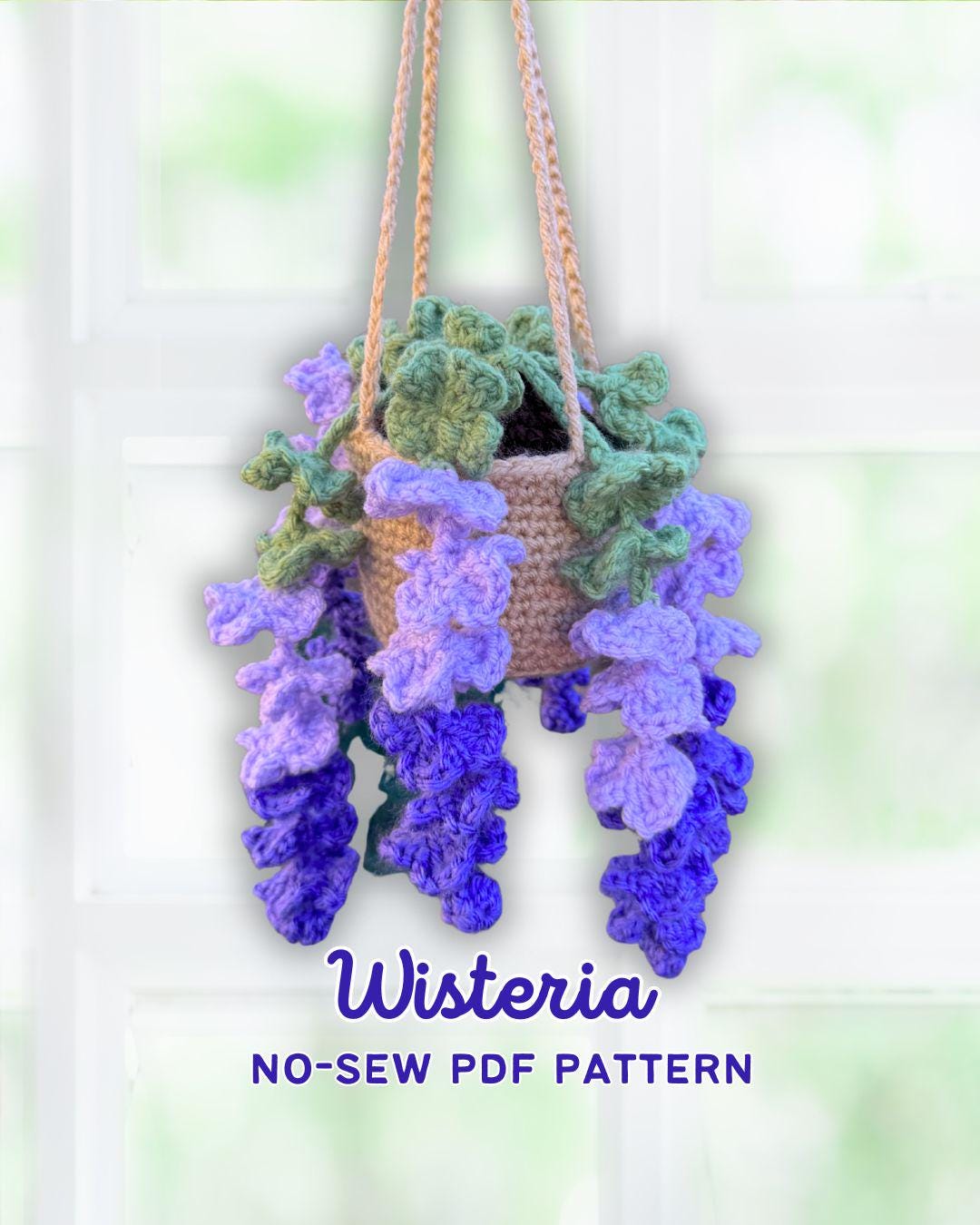 29 Wisteria Crochet Patterns for Floral Decor, Garlands, and Gifts 9 Crochet Wisteria Hanging Plant Pattern for Beginners