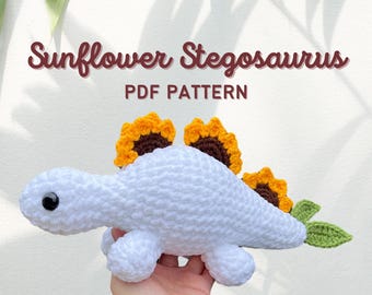 Crochet Sunflower Stegosaurus Pattern: Beginner-Friendly (PDF Pattern)