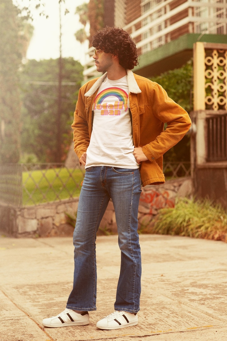 1970s Men’s Outfit Inspiration | Costumes Ideas     Totally Man - 70s Womens Clothing - Catch Phrase T Shirt - Trendy Graphic Tee - Vintage Aesthetic  - Unisex - Vintage Print - 70s Fashion  AT vintagedancer.com