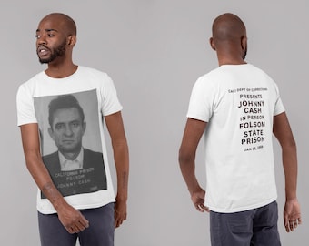Johnny Cash Folsom Prison 70s Ropa - Camiseta con frase de captura - Camiseta gráfica de moda - Estética vintage - Unisex Vintage Print Folsom Blues
