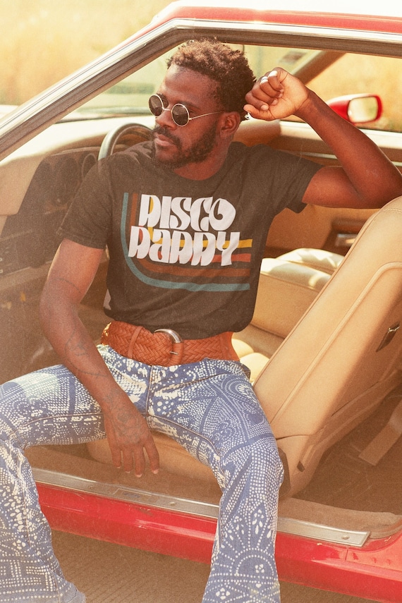 Disco Daddy Stripe 70s Clothing Catch Phrase T Shirt Trendy