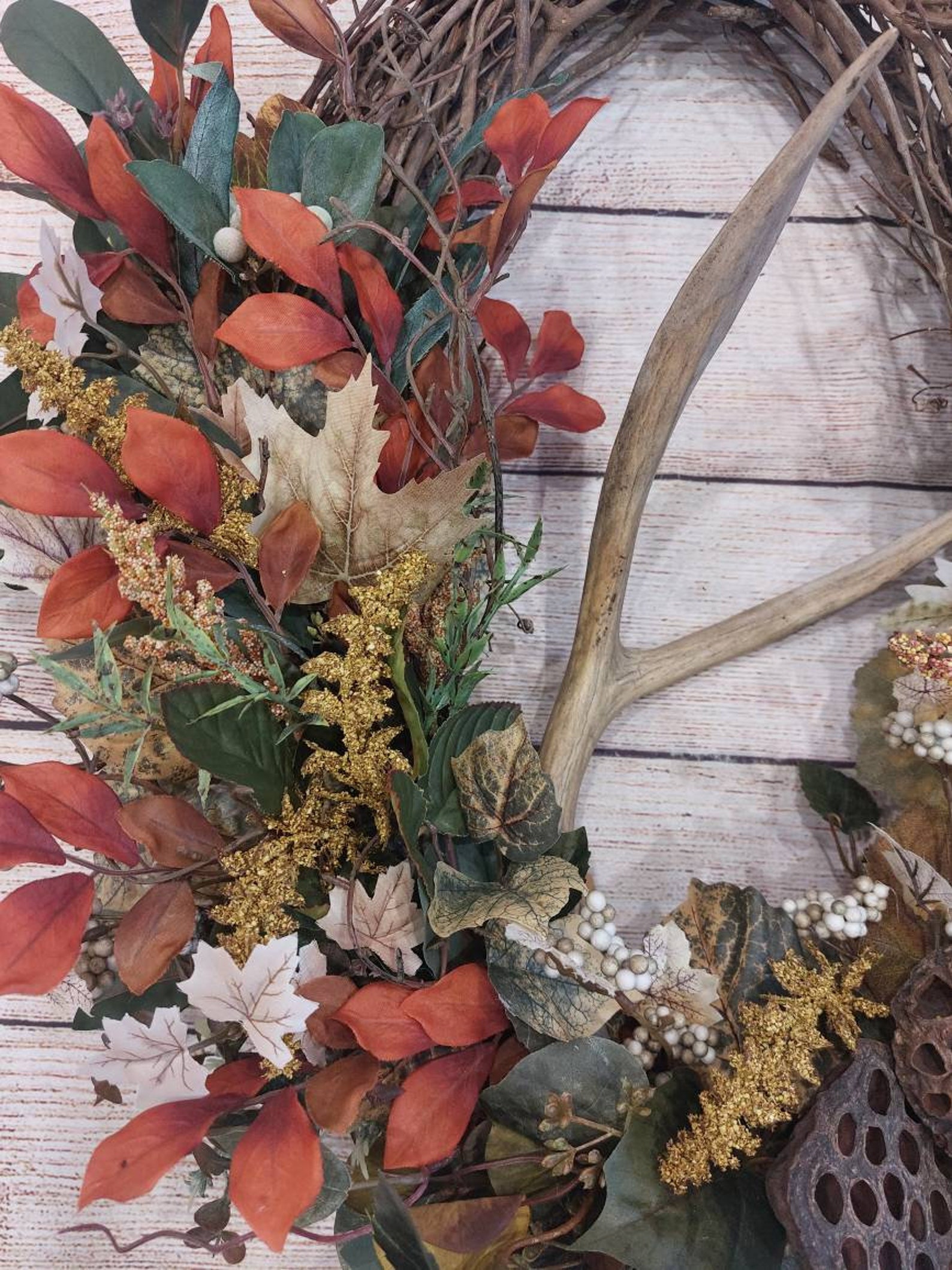 Antler Wreath Deer Antler Wreath Cabin Wreath Lodge Wreath Etsy