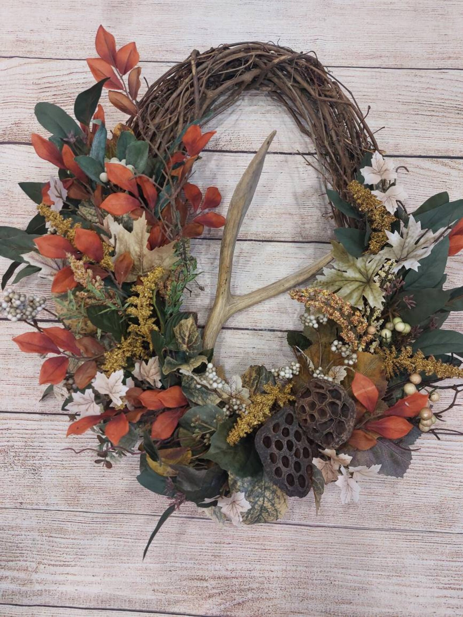 Antler Wreath Deer Antler Wreath Cabin Wreath Lodge Wreath Etsy