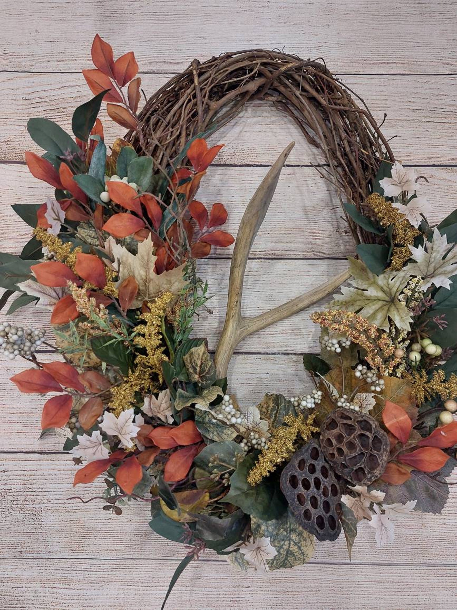 Antler Wreath Deer Antler Wreath Cabin Wreath Lodge Wreath Etsy