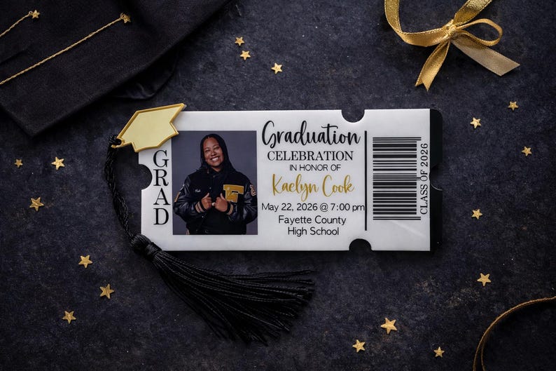 Professional Grad Tickets Graduation Ticket Invitation With Photo and Tassel (class of 2026) - Etsy