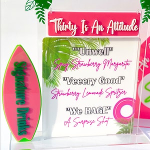 Custom Bar Menu, Custom Bar Sign, Acrylic Bar Menu, Custom Acrylic Menu, Double Layer  Bar Menu