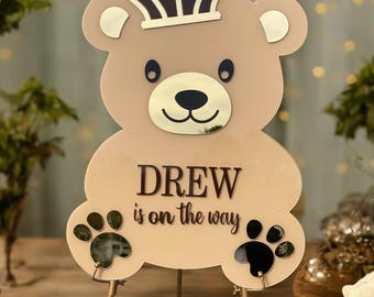 Bear Welcome Sign, We Can Nearly Wait Theme, Baby Shower Sign, Teddy Bear Welcome to Baby Shower, Acrylic Welcome Sign Baby Shower