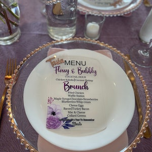 Menu acrylique personnalisé pour mariage et événements, menu dîner acrylique menu dîner imprimé personnalisé