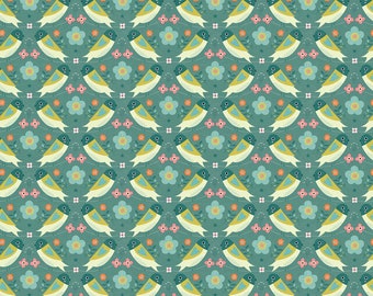 Dashwood Studio Hedgerow - Cotton Quilting Weight Cotton Fabric - Birds on Green