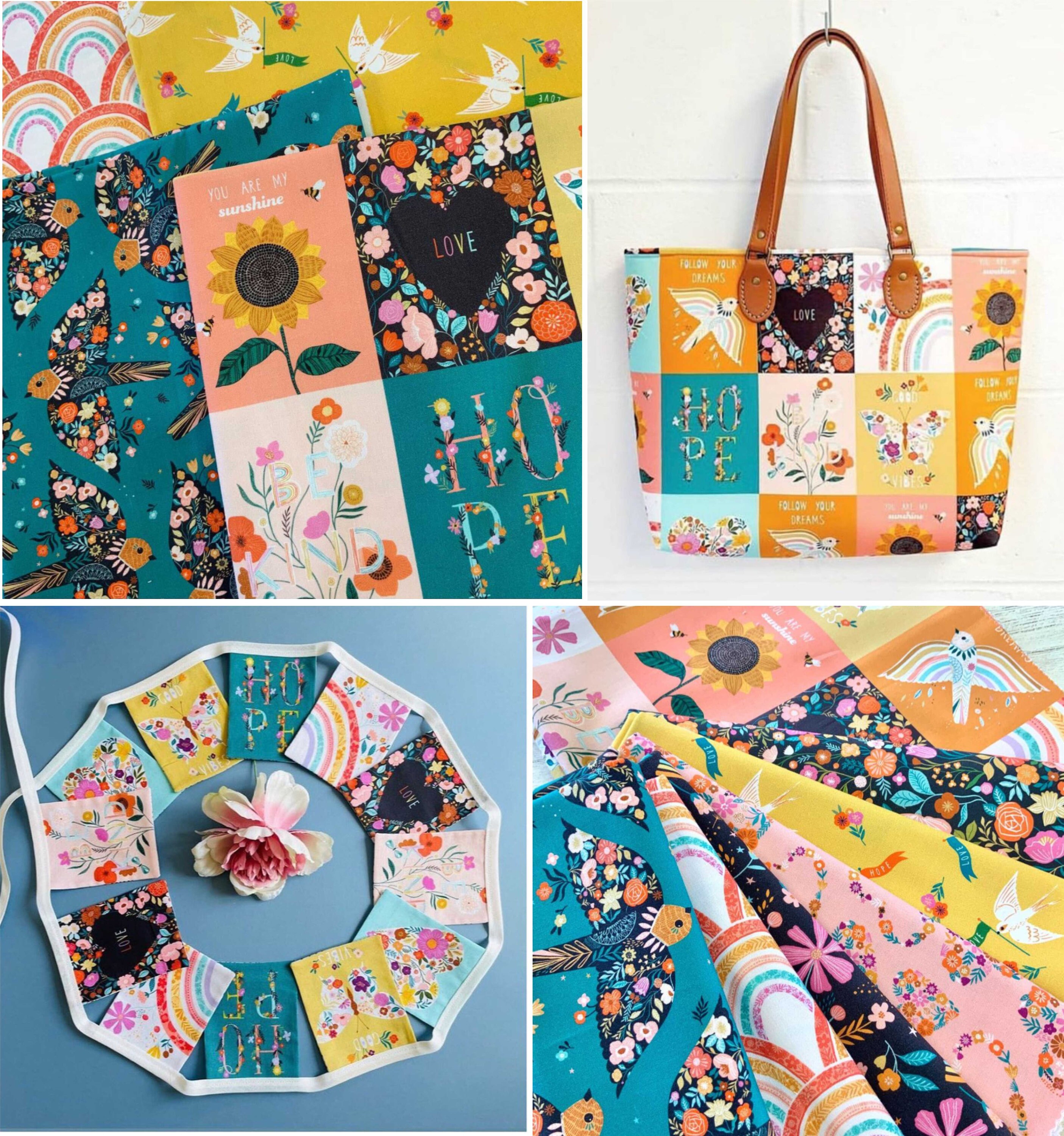 Dashwood Studio Good Vibes Cotton Quilting Weight Cotton Fabric Flowers