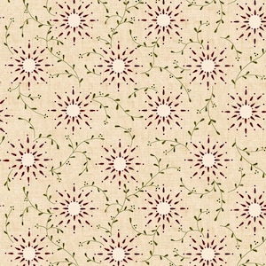 Henry Glass - Prairie Vine - Bursts on Cream EXTRA WIDE - Cotton Quilting Weight Cotton Fabric - 108"/274cm wide