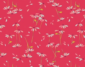 Art Gallery Fabrics - ABloom - He Loves Me Daisies on Red - Quilting Weight Cotton Fabric