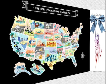 Pastel USA Scratch Off Map – United States Travel Tracker (23x16 inch)